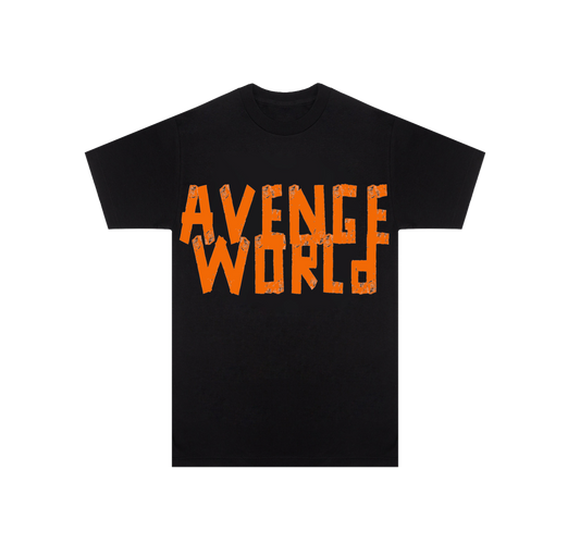 Orange Tape Logo Tee in Black